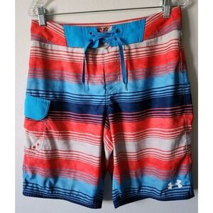Under Armour Mens Size 30 Board Shorts Loose Heat Gear Multi Colored Striped